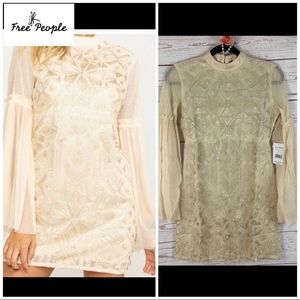 🆕 NWT Free People Embroidered Bell Sleeve Dress